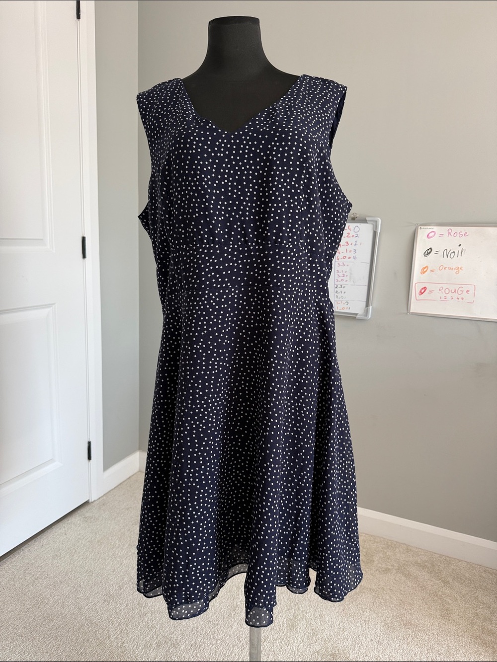 Ricki's Navy Midi Dress with White Polka Dots